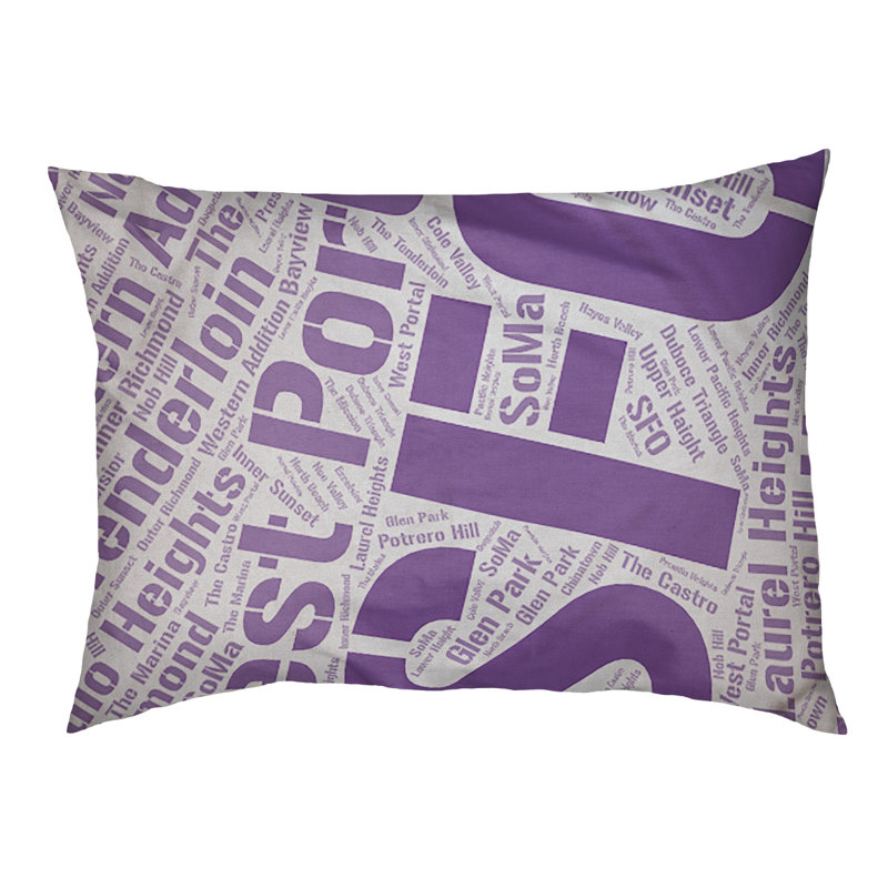 Coussin de chien « districts », Grand (l 40 po x P 30 po x H 14 po), Mauve, San Francisco