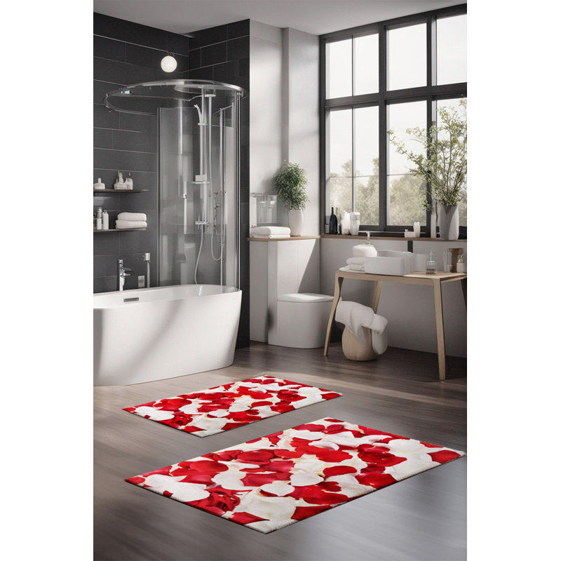 Eakly Luxury Bathmat Set (2 Pieces), 100% Polyester, 16.0 x 23.6 inches & 23.6 x 39.4 inches | Non-Slip Antibacterial Design, 0.3 in Pile Height | Machine Washable, Durable & Easy to Clean | Ideal for Bathroom Décor