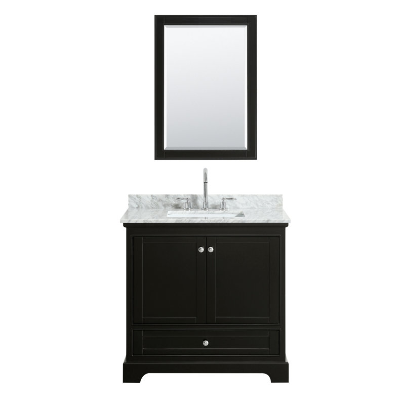 Deborah 36'' Single Bathroom Vanity with Marble Top, Dark Espresso, Polished Chrome