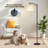 Arc Floor Lamp Blue Forget Me Not Floral Delicate Stems Soft Pastel Leaves Light Floor Lamps with Remote LED Lights Adjustable Lamp Shades Tall Standing Lamps for Reading Office Living Room