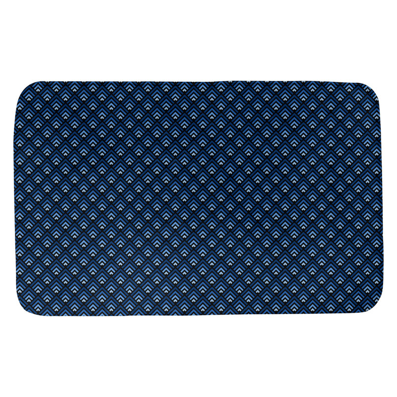 Tapis pour salle de bain dégradé Avicia, l 21 po x L 34 po, Noir / Bleu