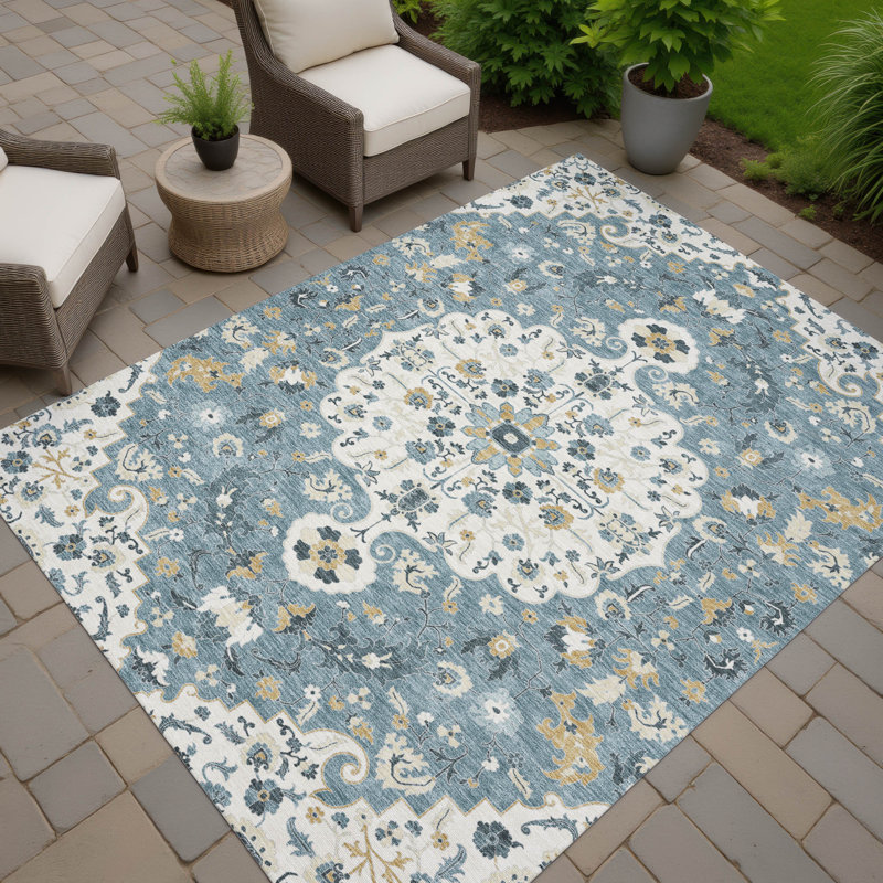 Tapis traditionnel lavable à la machine intérieur / extérieur ACN2463, Ivoire ivoire, 10 pi x 14 pi