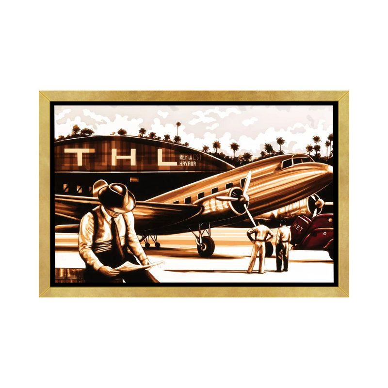 Miles '- Impression sur papier avec cadre flottant, H 40 po x l 60 po x 1,5 po, Toile encadrée d'or