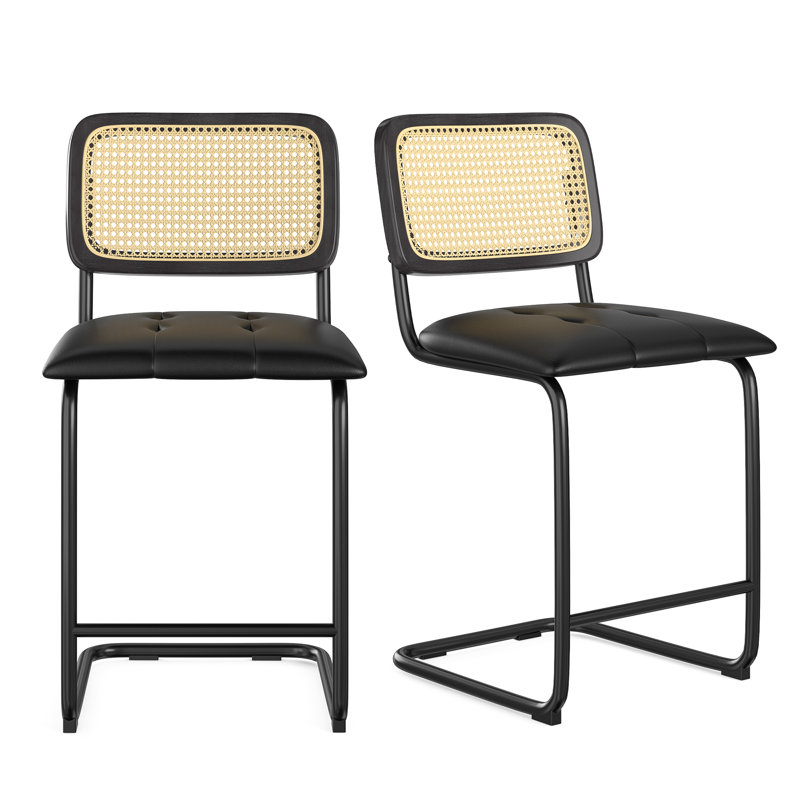 Tabouret de bar et de comptoir Baur, Tabouret de comptoir (siège d'une hauteur de 24 p, Noir, Noir