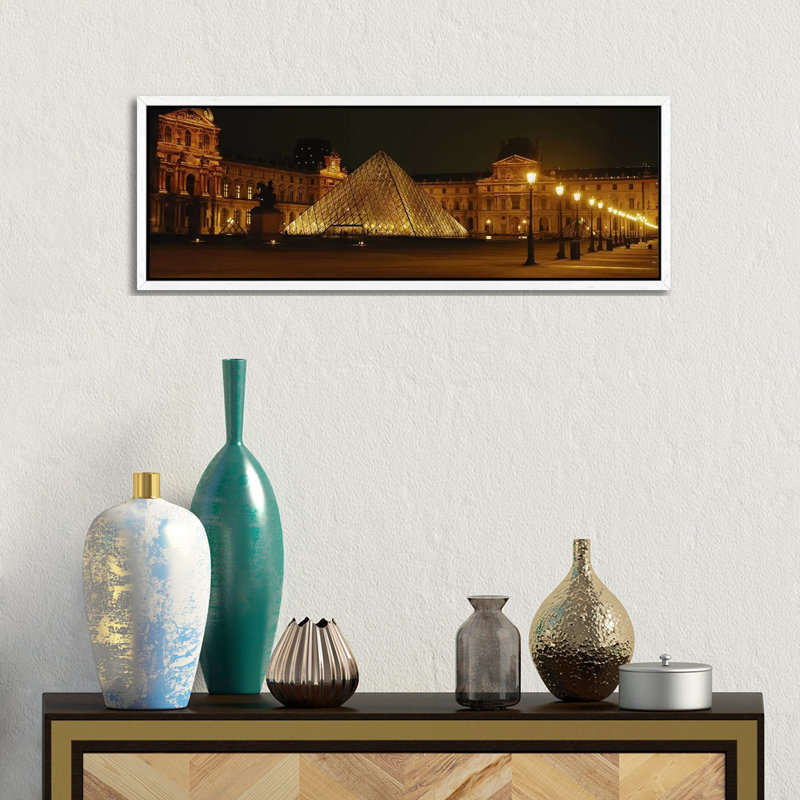 Louvre Paris France by Panoramic Images - Floater Frame Panoramic Gallery-Wrapped Canvas Giclée on Canvas, White Framed