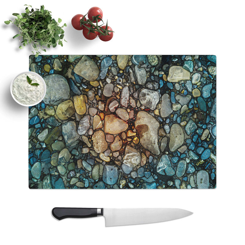 Tempered Glass Rocks Chopping Board, 39 cm W x 28.5 cm L