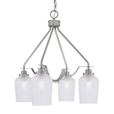 Lustre 4 lumières Odyssey Downown illustré avec verre de 5 po