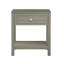 Table de chevet en bois taupe 23 po avec plateau en verre et tiroir Dylan