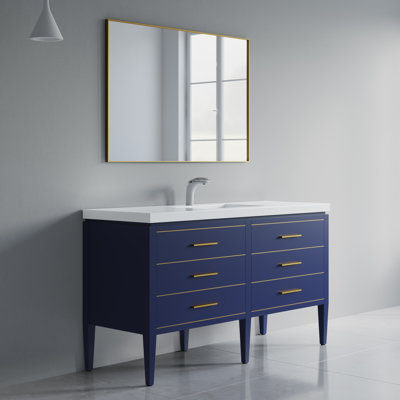 Meuble-lavabo double 61 po avec plateau en résine Alonsa