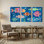 Animaux, poissons colorés, impression sous-marine, ensemble de 3 impressions sur toile