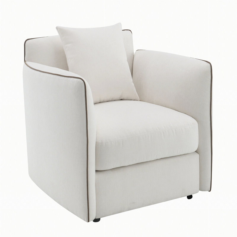 Chaise en chenille beige avec oreiller Yolanda