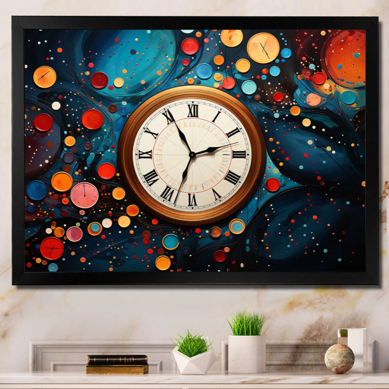 Regarder le pointillisme sur un rythme chronologique sur toile, H 30 po x l 40 po x P 1,5 po, Cadre simple noir
