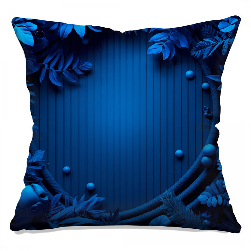 Blue Foliage Abstract Double Sided Throw Pillows, 16 x 16 inches