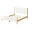 Grand lit capitonné moderne blanc avec pieds en bois d'hévéa - tissu texturé doux, élégant et durable-435968989