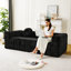 Canapé moderne de 84,6 pouces sans os avec deux coussins décoratifs circulaires, tissu en polyester à poils longs texturé litchi doux pour la peau et canapé en mousse à carreaux à trois places-205156652-205156655