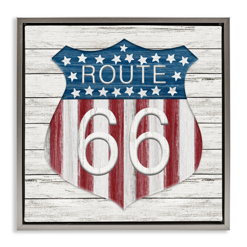  «Rustic Route 66», art mural encadré par Natalie Carpentieri, Cadre flottant gris lustré, H 18 po x l 18 po
