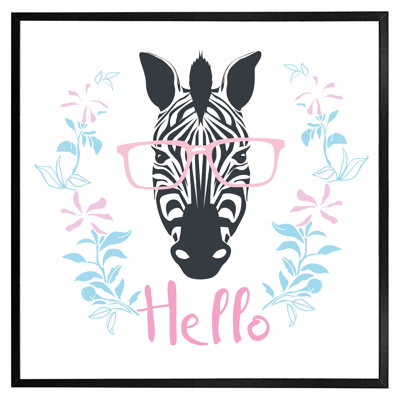 Biaggio Hello Zebra 1 Piece Single Picture Frame Wall Art