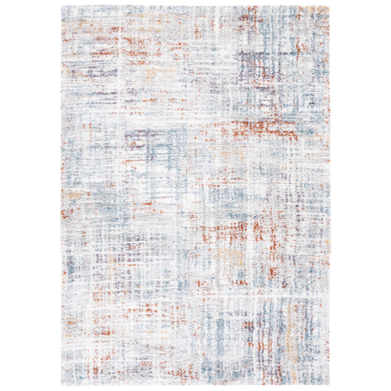 Gregor Padula Abstract Blue Rust/Ivory Area Rug, Rectangle 5'5" x 7'7"