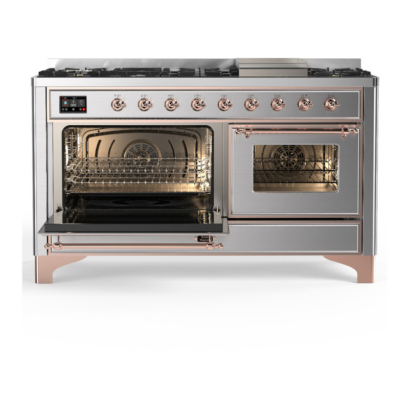 Majestic III Series 60 Inch Dual Fuel Range with 7 Sealed Burners, Griddle, in Blue Grey (Liquid Propane, Burnished Trim)