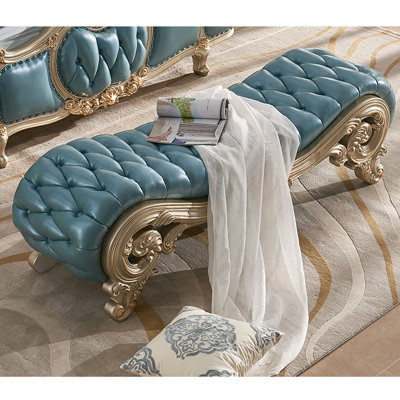 Banc rembourré en cuir véritable