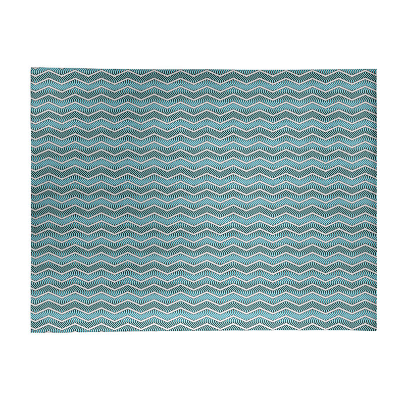 Tapis gris/bleu ondulé chevrons, Rectangle 5 pi x 7 pi