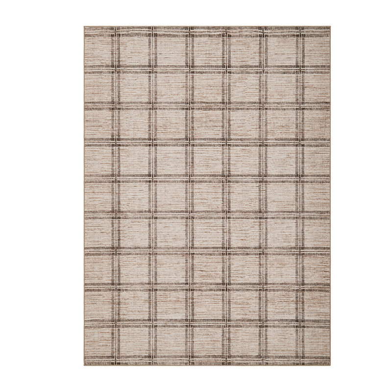 Modern Washable Area Rug Large Geometric Checkered Carpet Non-Slip Mark Resistant Plaid Mat for Living Room Bedroom Nursery Office Camel 10x13ft