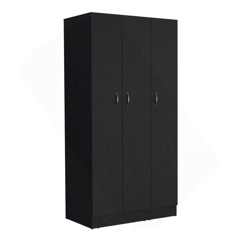 Armoire Ohio avec 3 portes, 2 tiroirs et 4 tablettes à niveaux - noir, Noir