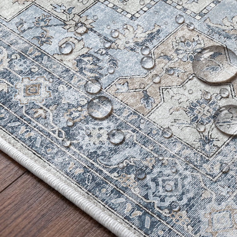 Tapis oriental performance Roehit, Bleu, Rond 6 pi