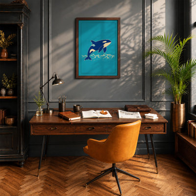Leaping Orca Coastal - Framed Print