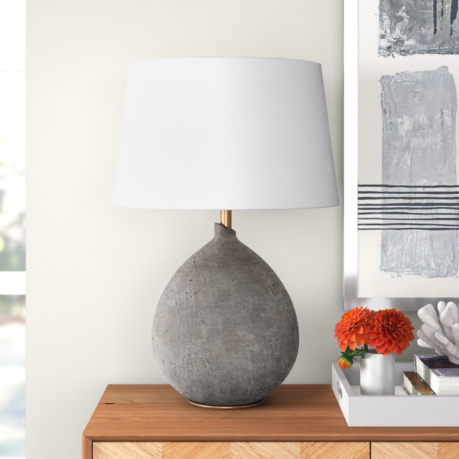 Mellina Ceramic Table Lamp, Gray