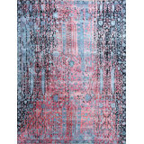 Hand Knotted Oriental Area Rug in Light Blue/Red/Black