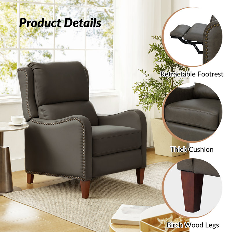 Neliyah 28.75" Wide Genuine Leather Manual Recliner(Set of 2), Cocoa