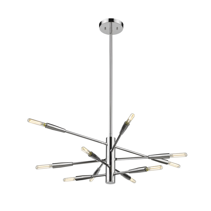 Lustre linéaire moderne Spoutnik à 10 lumières Stapleford, Chrome