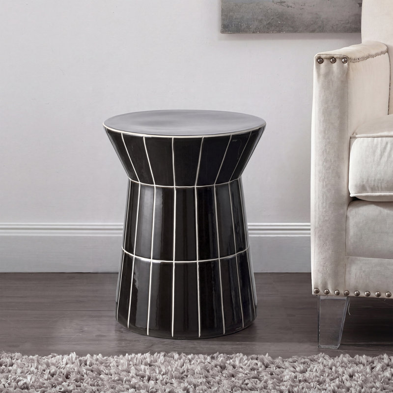 Tabouret de jardin évasé en céramique Zaro, Black