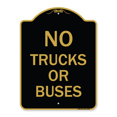 Enseigne Signmission Designer Series - Aucun camion ni autobus | Enseigne architecturale en aluminium de gros calibre vert et blanc 18 po x 18 po | Protégez votre entreprise et votre commune | Fabriqué aux États-Unis