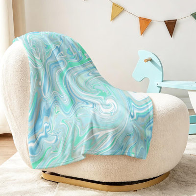 Jeté en flanelle bleue ultra douce, décoration abstraite pour impression recto
