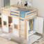 Lit mezzanine en bois avec garde-robe de rangement intégré et 2 fenêtres