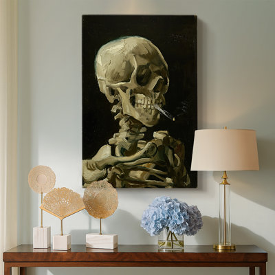 Head of a Skeleton with a Burning Cigarette -Gallery Wrapped Canvas by Vincent van Gogh