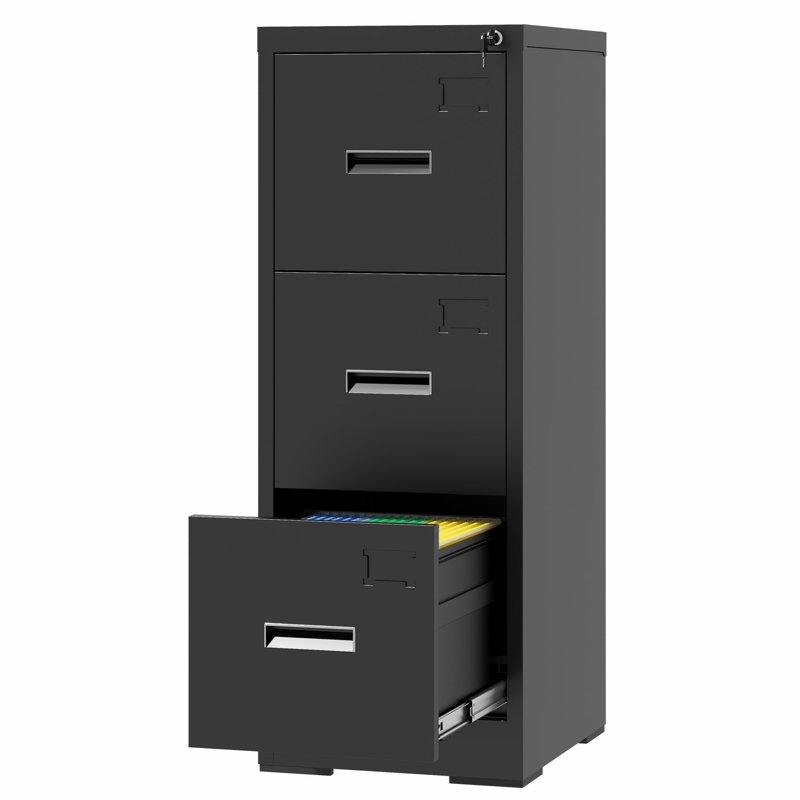 Narrow Vertical File Cabinet, Metal File Cabinet With Lock For Office Home