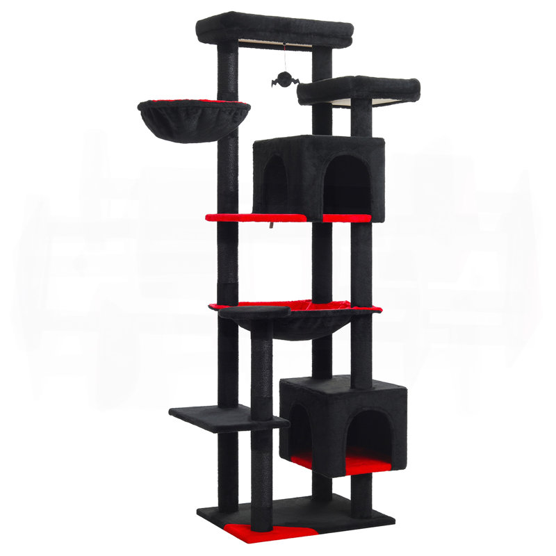 Grand arbre à chat, grande tour à chat de 69 pouces pour les grands chats d'intérieur avec grand hamac, poteaux à griffer, condo confortable et perchoir supérieur