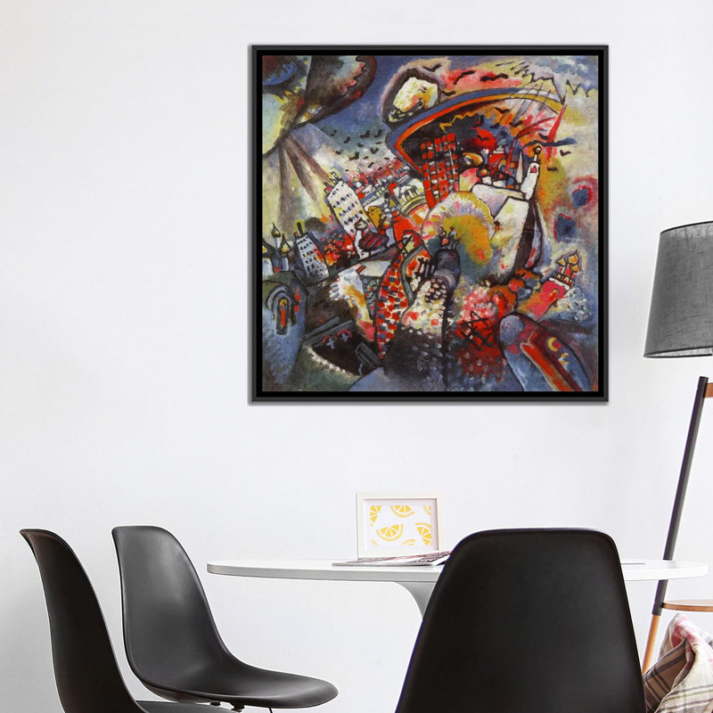 "Moscow" par Wassily Kandinsky, impression sur toile, H 18 po x l 18 po x P 1,5 po, Toile avec cadre noir, Pas de tapis