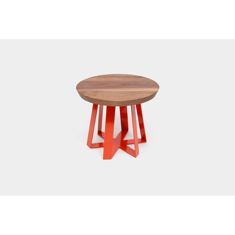 ARS Solid Wood Top End Table, Orange, Walnut