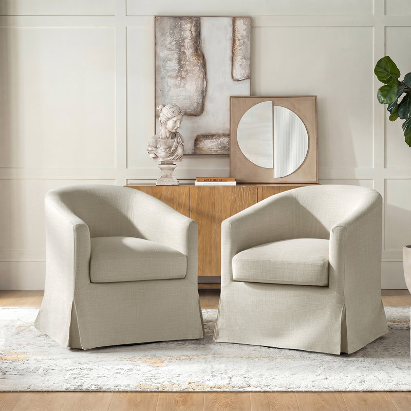 Fauteuil demi-tonneau pivotant Amadou, Linen