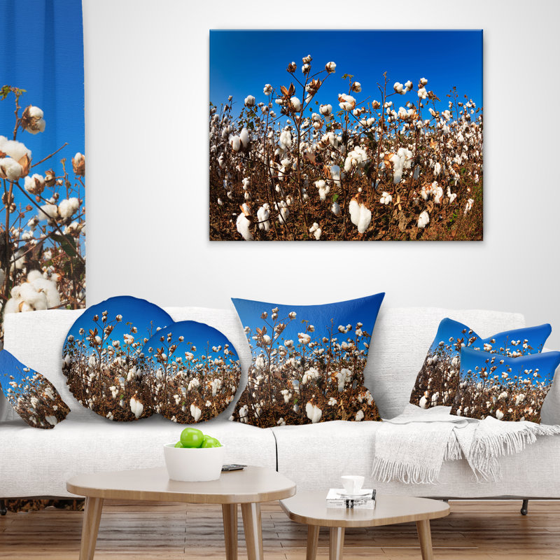 Coussin en coton Blooming Alabama, 18 po x 18 po, Carré
