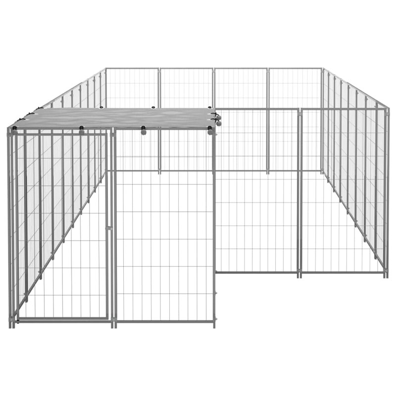 Petersen 43.31cm H Metal Yard Kennel With Door, Silver