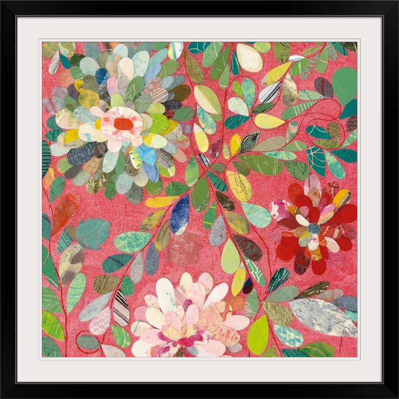 «Red and Pink Dahlia III», impression de Candra Boggs, H 20" x l 20" x P 1", Cadre noir
