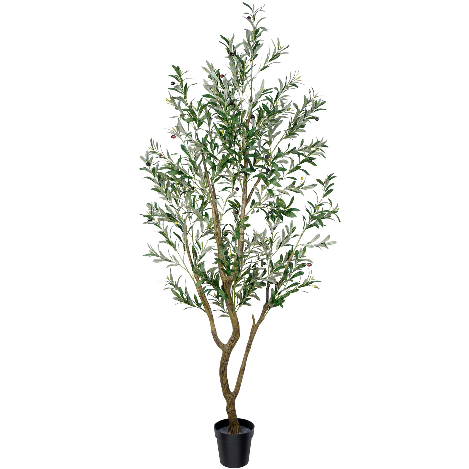 7Ft Faux Olive Tree With Fruit And Realistic Leaves For Home Decor, 84.65" H x 39.7" W x 39.7" D