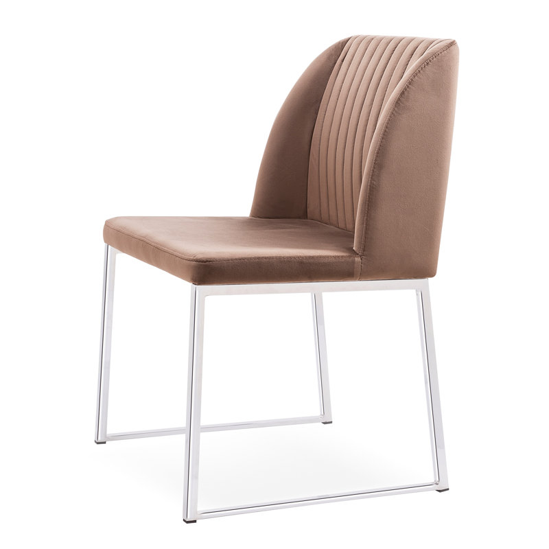 Dejonae 18.5'' H Leatherette Upholstered Side Chair, Taupe/Chrome