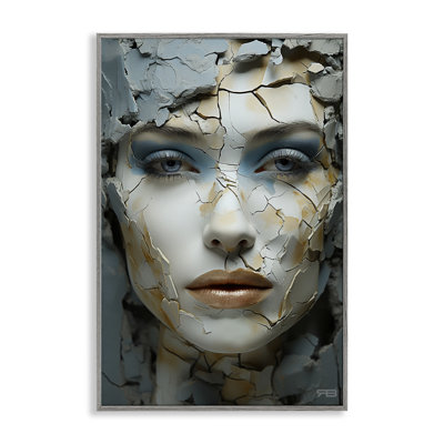 Cracked Face Abstraction Framed Giclee Art by Roozbeh Bahramali