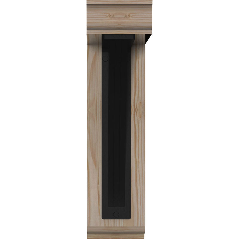 Triple support de fer Galveston, H 16 po x P 14 po, Sapin de Douglas de l 3 1/2 po x T 2 po (lisse)